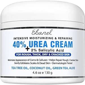 Ebanel Urea Cream 40% plus Salicylic Acid 2%, Foot Cream for Dry Cracked Heels Feet Knees Elbows Hands, Foot Dead Skin Cuticle Callus Remover Toenail Softener, Keratolytic Skin Barrier Repair Cream