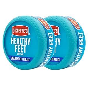 O'Keeffe's for Healthy Feet Foot Cream, Guaranteed Relief for Extremely Dry, Cracked Feet, Instantly Boosts Moisture Levels, 3.2 Ounce Jar, (Pack of 2)