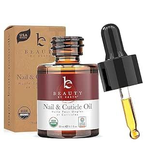 Beauty by Earth Organic Nail and Cuticle Oil - USA Made Nail Oil for Growth and Strength, Nail Treatment for Damaged Nails, Cuticle Repair and Nail Care