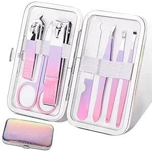 Manicure Set Women Nail Clippers 8in1 Manicure Pedicure Kit Basis Stainless Steel Manicure Kit Grooming Kit Nail Clipper Set Personal Nail Care Tools with Travel Case Gift for Women