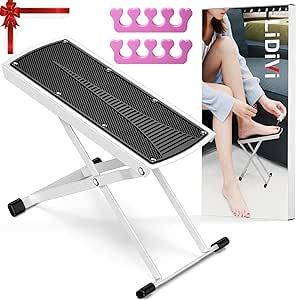 LiDiVi Pedicure Foot Rest, Adjustable Foot Rest for Pedicure Easy at Home, No More Bending or Stretching Pedicure Stand Tool, Non-Slip Sturdy with Toe Separator, Beauty Pedicure Kit (White)
